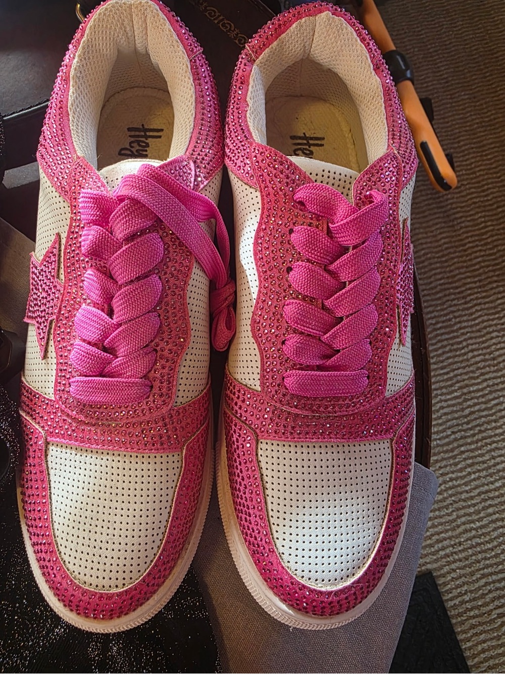 Corkys Hot Pink and White Rhinestone Fashion Sneakers